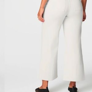 SPANX Cream Wide Leg Pants with Relaxed Fit